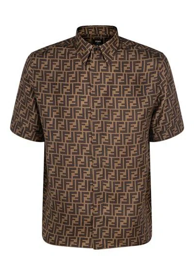 Shop Fendi Shirts In Fango/tabacco