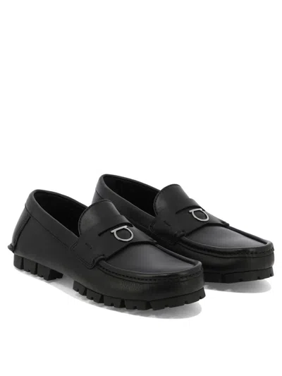 Shop Ferragamo "dougan" Loafers In Black