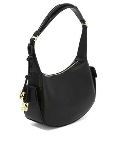 Shop Ganni "swing" Shoulder Bag In Black