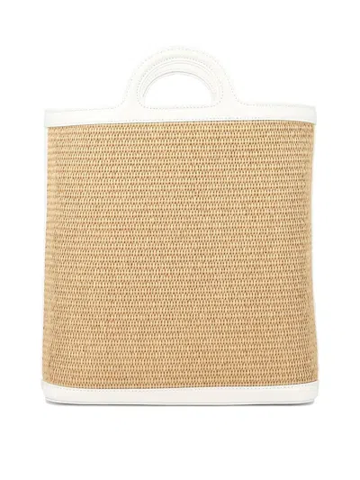 Shop Marni Raffia-effect Handbag In White