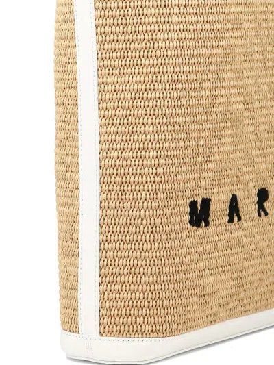 Shop Marni Raffia-effect Handbag In White