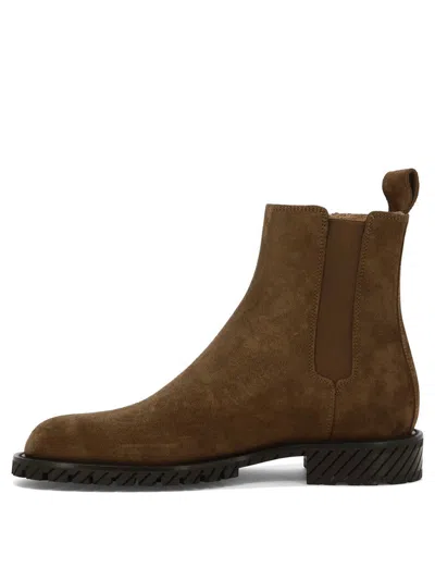 Shop Off-white "combat" Ankle Boots In Brown