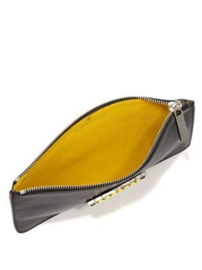 Shop Les Petits Joueurs Boss Small Leather Clutch In Black-yellow