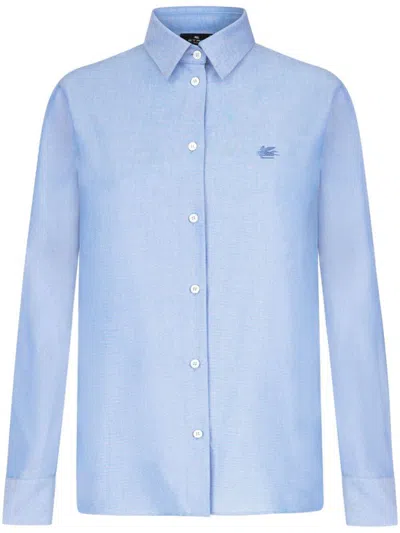 Shop Etro Oxford Shirt Clothing In Blue