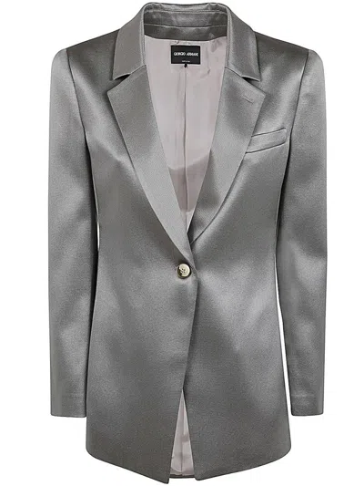 Shop Giorgio Armani Classic Blazer Clothing In Grey