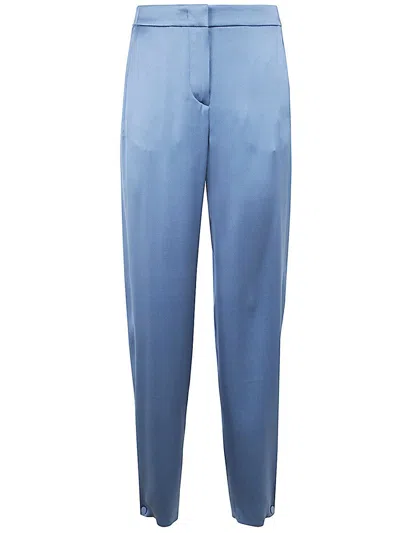 Shop Giorgio Armani Elastic Waist Pants With Button On Bottom Clothing In Blue