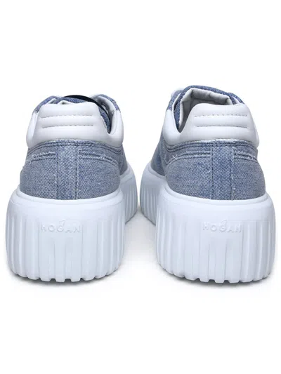 Shop Hogan 'h-stripes' Light Blue Denim Sneakers