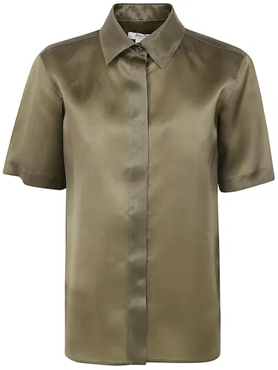 Shop Max Mara Acanto123 Short Sleeve Organdy Shirt Clothing In Green