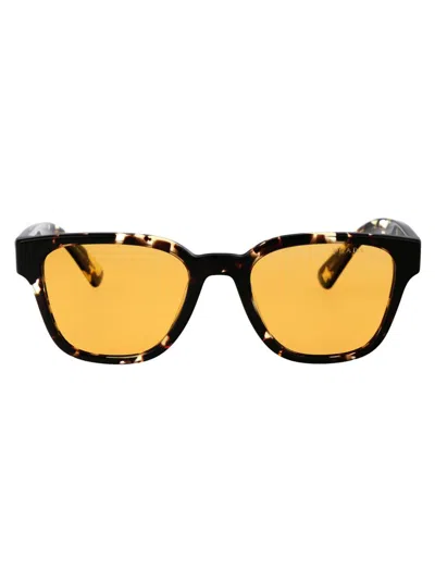 Prada Logo Sunglasses In 16o20c Havana Black/yellow