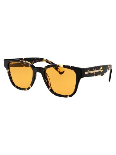 Prada Logo Sunglasses In 16o20c Havana Black/yellow