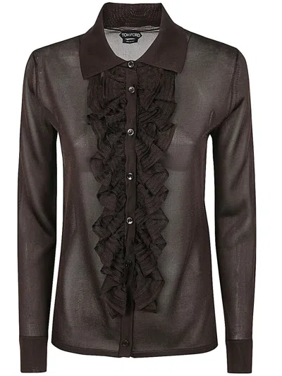 Shop Tom Ford Knitted Shirt Clothing In Brown