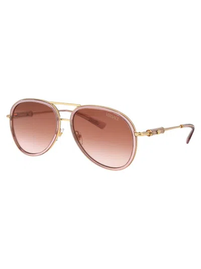 Shop Versace Sunglasses In 100213 Brown Transparent