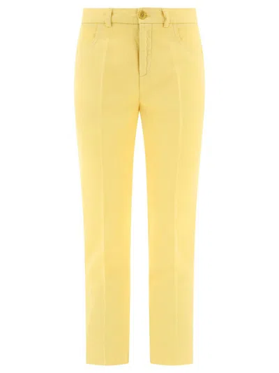 Shop Aspesi Cropped Trousers In Yellow