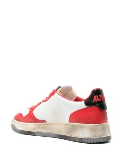 Shop Autry Super Vintage Low Leather Sneakers In Red