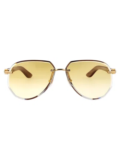 Shop Cartier Sunglasses In 004 Gold Brown Yellow
