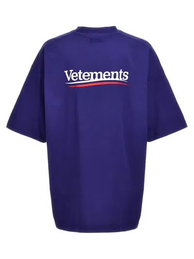 Shop Vetements Logo Cotton T-shirt In Blue