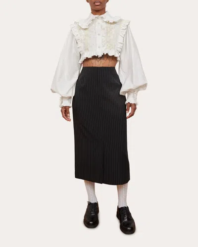 Shop Tanner Fletcher Women's Matilda Pinstripe Pencil Skirt In Black