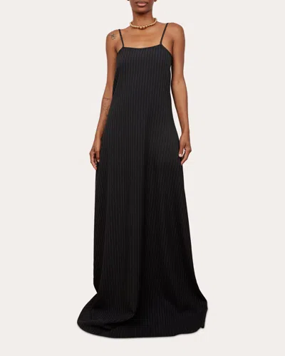 Shop Tanner Fletcher Women's Maude Pinstripe Maxi Slip Dress In Black