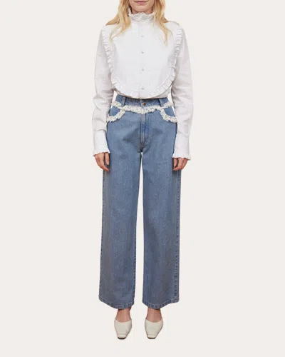 Shop Tanner Fletcher Women's Sid Lace-trim Jeans In Blue