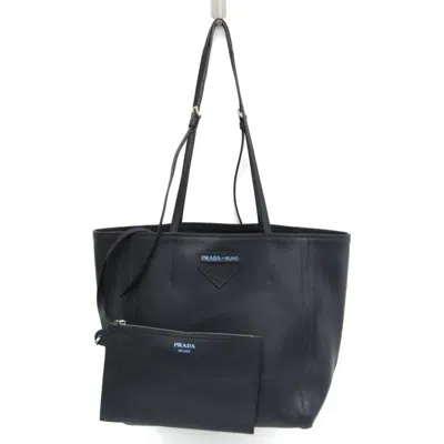 Shop Prada Leather Tote Bag () In Black