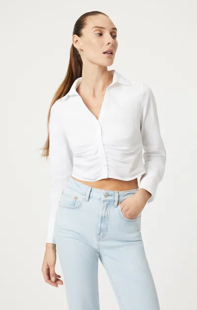 Shop Mavi Cropped Button-up Shirt In White