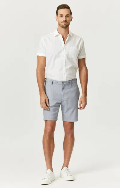 Mavi Noah Shorts In Blue Stripe Linen In Light Blue