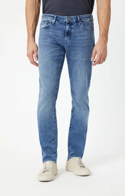 Shop Mavi Jake Slim Leg In Mid Brushed Williamsburg In Medium Blue