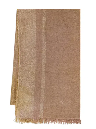 Shop Antonelli Kim Lightweight Linen And Cotton Scarf In Brown