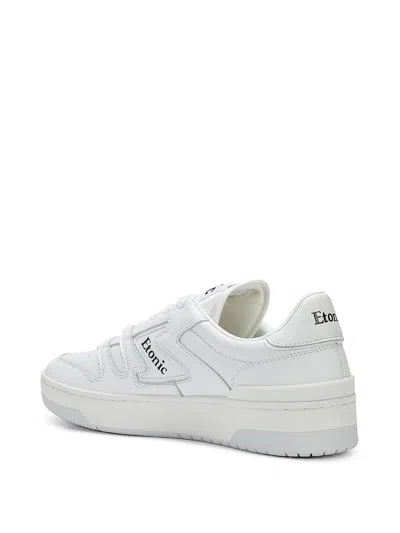 Shop Etonic B481 Leather Sneakers With Logo In White