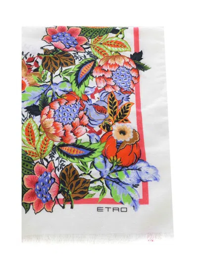 Shop Etro Scarf  "bouquet" In White