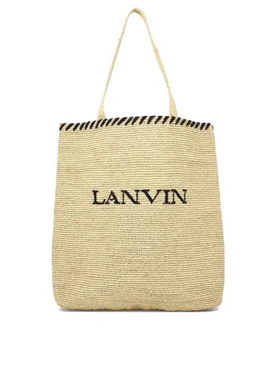 Shop Lanvin Shopping Bag With Logo In Beige