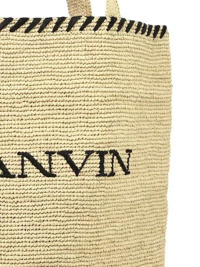 Shop Lanvin Shopping Bag With Logo In Beige
