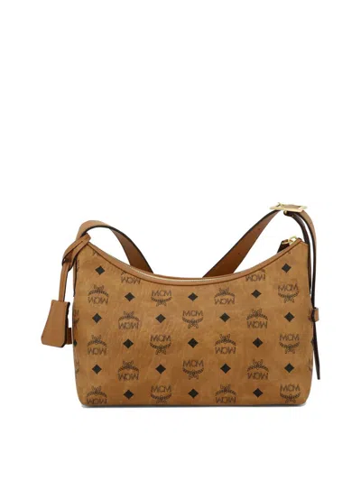 Shop Mcm "aren Hobo" Shoulder Bag In Brown