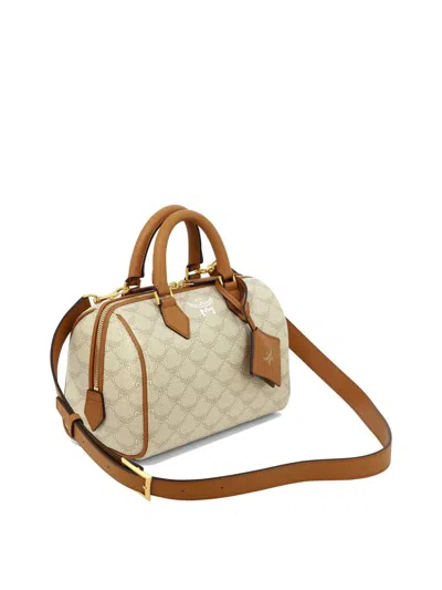 Shop Mcm "ella Boston" Handbag In Beige