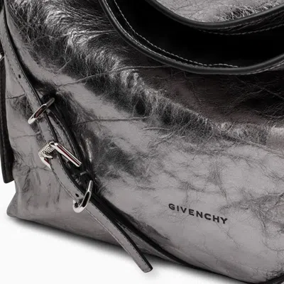 Shop Givenchy Medium Voyou Bag In Silver Laminated In Grey