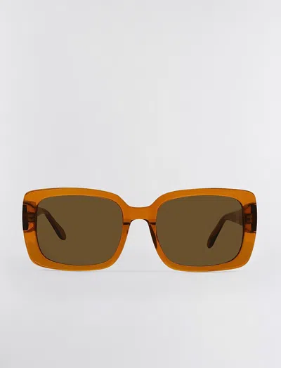 Shop Bcbgmaxazria 1982 Rectangle Sunglasses In Apricot