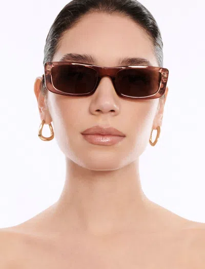Shop Bcbgmaxazria Modern Icon Rectangle Sunglasses In Blush
