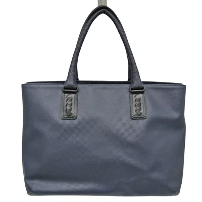 Shop Bottega Veneta Marco Polo Navy Leather Tote Bag ()