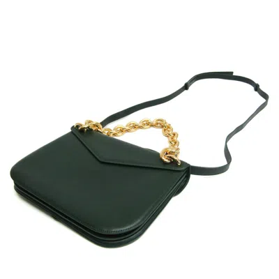 Shop Bottega Veneta Mount Green Leather Shoulder Bag ()