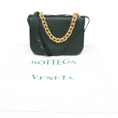 Shop Bottega Veneta Mount Green Leather Shoulder Bag ()
