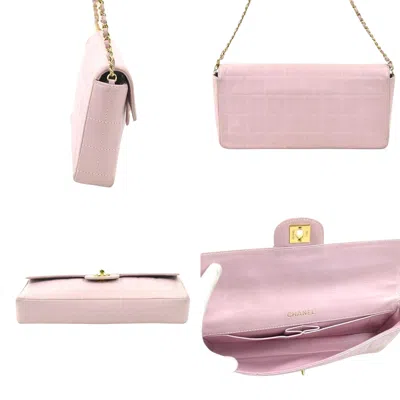 Pre-owned Chanel Chocolate Bar Pink Leather Shoulder Bag ()