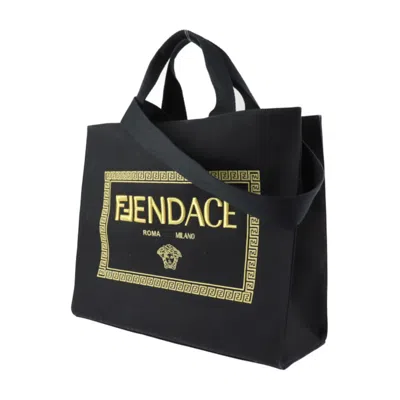 Shop Fendi Black Canvas Tote Bag ()
