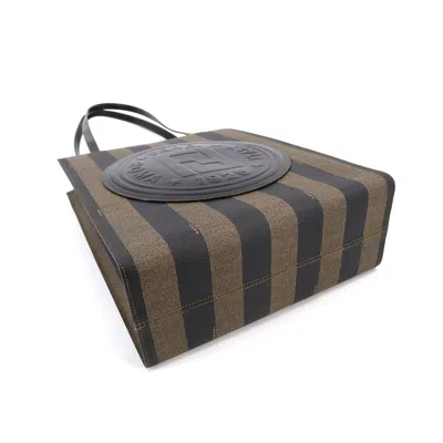 Shop Fendi Pequin Brown Canvas Tote Bag ()