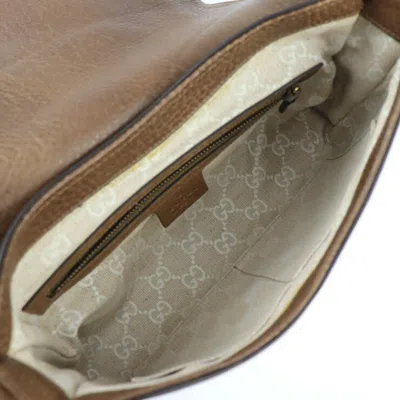 Shop Gucci Horsebit Brown Leather Shoulder Bag ()
