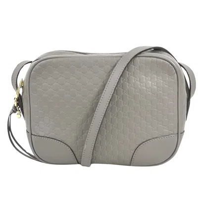 Shop Gucci Micro Ssima Grey Leather Shopper Bag ()
