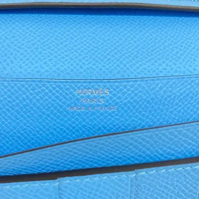 Shop Hermes Hermès Béarn Blue Leather Wallet  ()
