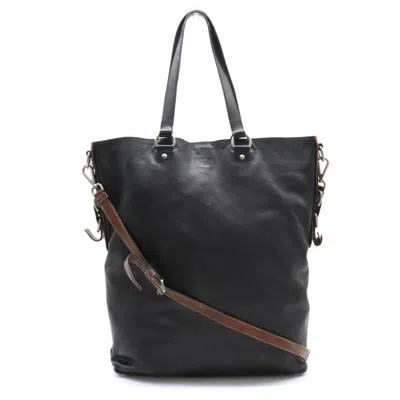 Shop Prada Black Leather Tote Bag ()