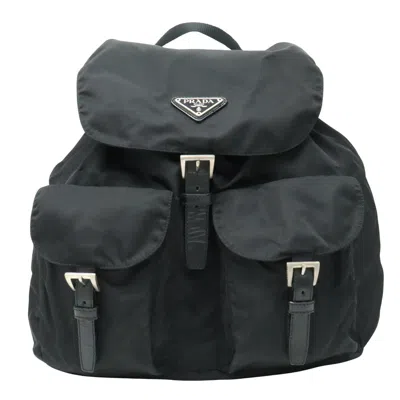 Shop Prada Tessuto Black Synthetic Backpack Bag ()
