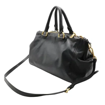 Shop Prada Vitello Black Leather Tote Bag ()