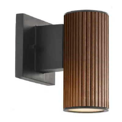 Nova Of California Tambo Wall Sconce - Dark Walnut Wood Finish, Weathered Brass, Dimmer